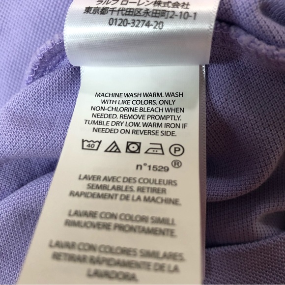 Ralph Lauren Polo purple polo shirt with all over white ponies size L EUC - Picture 7 of 7